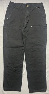 CARHARTT B01-BLK Men’s Size 32 X 32 Black Double Knee Carpenter Canvas Pants - Picture 1 of 4