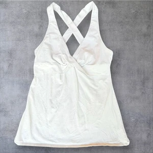 Reggiseno Victoria's Secret top babydoll Empire Y2K Cami Tank bianco incrociato schiena M - Foto 1 di 10
