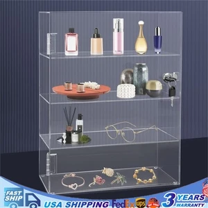Clear Acrylic Display Case Countertop Box Dustproof Shelves Showcase with Lock - Picture 1 of 10