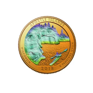 2018 Apostle Islands Lakeshore Quarter 24K Gold layered with Hologram Detail - Picture 1 of 2