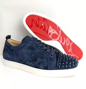 Christian Louboutin Louis Spikes Plano Azul Marino Metal - 43/43.5 9/9.5 PVP £775 - Imagen 1 de 23