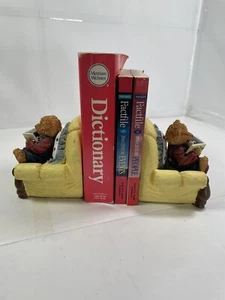 Oso de peluche Jean azul pintado a mano vintage extremos de libro resina pesada / 2 - Imagen 1 de 10
