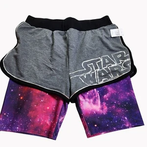 Star Wars Disney Galaxy Print Shorts & Leggings Combo Youth XL/Womens XS - Picture 1 of 9