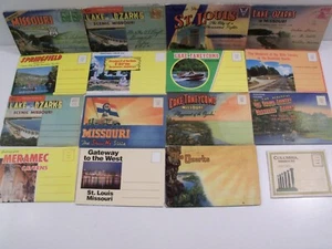 MISSOURI! MO LINEN & CHROME 15+ SOUVENIR POSTCARD FOLDERS 1940s & UP 15 LOT #200 - Picture 1 of 12