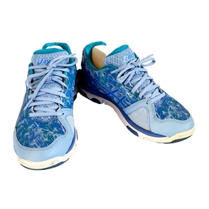 'ASICS' VGC SIZE '7' (38) AQUA & GREEN LACE UP REMOVABLE INSOLE RUNNING SHOES - Picture 1 of 6