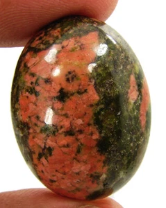 Piedra preciosa suelta de 38,75 quilates natural verde Unakita cabujón envoltura de alambre - 60578 - Imagen 1 de 5