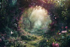 MAGICAL FAIRY WOODLAND FOREST CANVAS PICTURE PRINT WALL ART - Picture 1 of 3