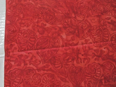 Tela de edredón de algodón BATIK HOJA DE PAISLEY ROJA 1,5 yardas fuera de stock vintage por comprar Foto 1 de 4