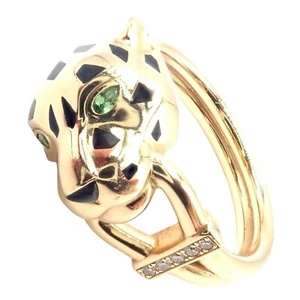 ¡Auténtico! Anillo Cartier Panther Panthere oro 18k diamante lacado tsavorita certificado - Imagen 1 de 9