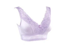 Rhonda Shear Pin Up Bra with Back Closure, Purple, Size- 1X - Picture 1 of 2