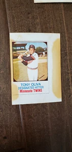 Hostess Twinkies 1975 tarjeta completa sin cortar Tony Oliva Minnesota Twins Cuba #20 - Imagen 1 de 1