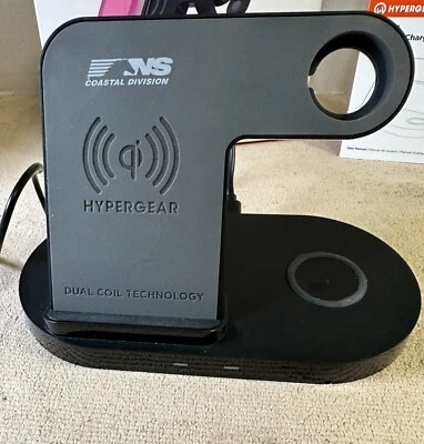 HyperGear 3 in 1 Wireless Charging Station + QI Wireless Fast Charger [Black] — 第 1/4 张图片