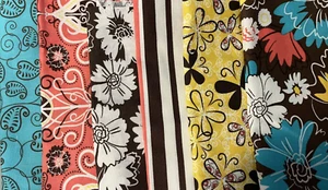 25-5-137 6 Coordinating Fabric Remnants-Cotton-See listing 4 sizes-quilts,crafts - Picture 1 of 13
