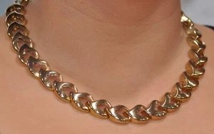 Vintage Chunky Statement Necklace Gold Plated, 18.25” x 3/4” gift for her - Picture 1 of 5
