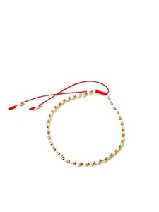 Petite Pearl Bracelet with gold beads on red string, Handmade gift - Picture 1 of 3