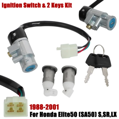 Juego de llaves interruptor de encendido para Honda Elite50 (SA50) S,SR,LX (1988-2001) 1151651165 Foto 1 de 4