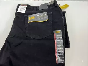 Jeans da uomo Lee vestibilità rilassata gamba dritta con elasticizzati grandi e alti neri 50 x 32 - Foto 1 di 4