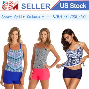Women Sport Split Swimsuit Surf Beachwear Swimwear Tankini Bikini Set - Picture 1 of 25