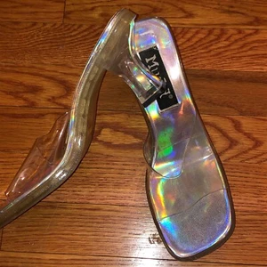 Mudd Y2K Vintage 90s Clear Platform Heel Iridescent Size 10M - Picture 1 of 8