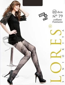 Collant élégant femme fantaisie Lores n°79 avec motif dentelle florale 40 den - Foto 1 di 2