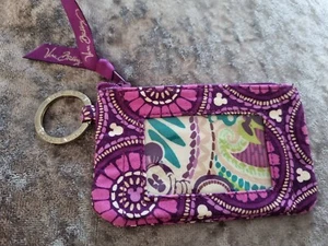 Vera Bradley Disney Purple Mickey Minnie Mouse Zip ID Case Wallet Purse Keychain - Picture 1 of 3