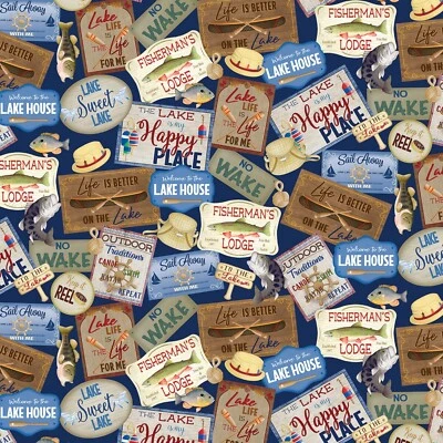 Letreros Lake House Navega 44 pulgadas de ancho POR TELAS BENARTEX. Foto 1 de 3