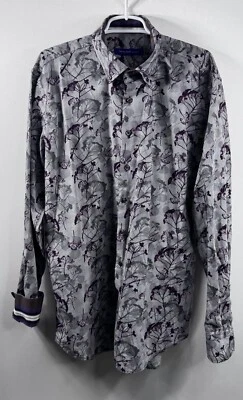 Camisa Georg Roth Floral Abotonada Puño Abatible Púrpura Gris Manga Larga Para Hombre’s XXL  Foto 1 de 4