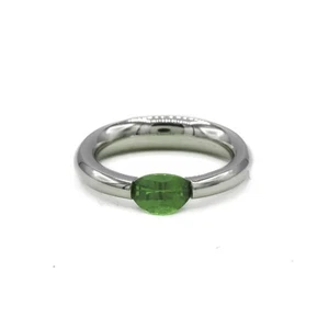 Ring Bandring Spannring mit Peridot in Platin Grösse 56 - Bild 1 von 9