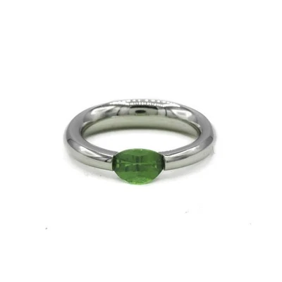 Ring Bandring Spannring mit Peridot in Platin Grösse 56 - Bild 1 von 4