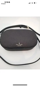 NWT Kate Spade Glimmer Glitter Oval Camera Crossbody Bag Black RRP $299 USD - Picture 1 of 4