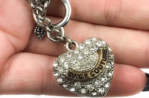 VINTAGE 90s Y2K JUICY COUTURE Silver Diamante Heart Chain Bracelet |Party Summer - Picture 1 of 12
