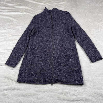 J Jill Sweater Womens Medium Purple Full Zip Wool Alpaca Blend Boucle Jacket - Image 1 of 4