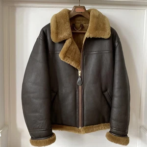 Men's Raf B3 Black Bomber Genuine Leather Coat Handmade Sheepskin Jacket - Picture 1 of 4