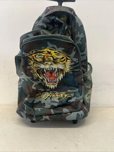 ¡Raro! Bolso Mochila con Ruedas Gráfico Tigre Estampado Camuflado Y2K Ed Hardy Años 2000’s - Imagen 1 de 13