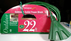 Westinghouse Outdoor 3 Outlet 22ft  Heavy Duty Extension Power Block - Picture 1 of 3