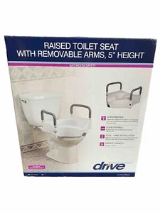 Drive Medical RTL12027RA Raised Toilet Seat Removable Padded Arms Seat - Picture 1 of 13