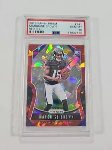 Tarjeta de novato Panini Prizm Marquise Brown Red Ice 2019 PSA 10 - Imagen 1 de 2