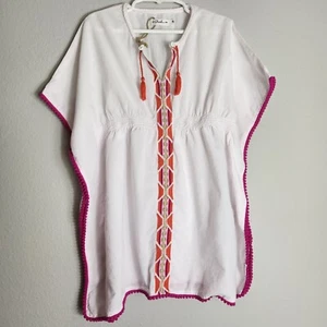 Ouch Australia Girls Embroidered Cotton Lawn Bobble Trim Kaftan-Size 4 - Picture 1 of 9