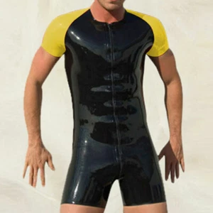 Rubber Gummi LatexSchwarz-gelber Fitness-Jumpsuit Sport Casual XS-XXL - Bild 1 von 1