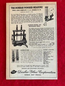 Vintage 1954 Print Ad Dunbar Glass Corporation Model 100 Reloading Press Ammo - Picture 1 of 7