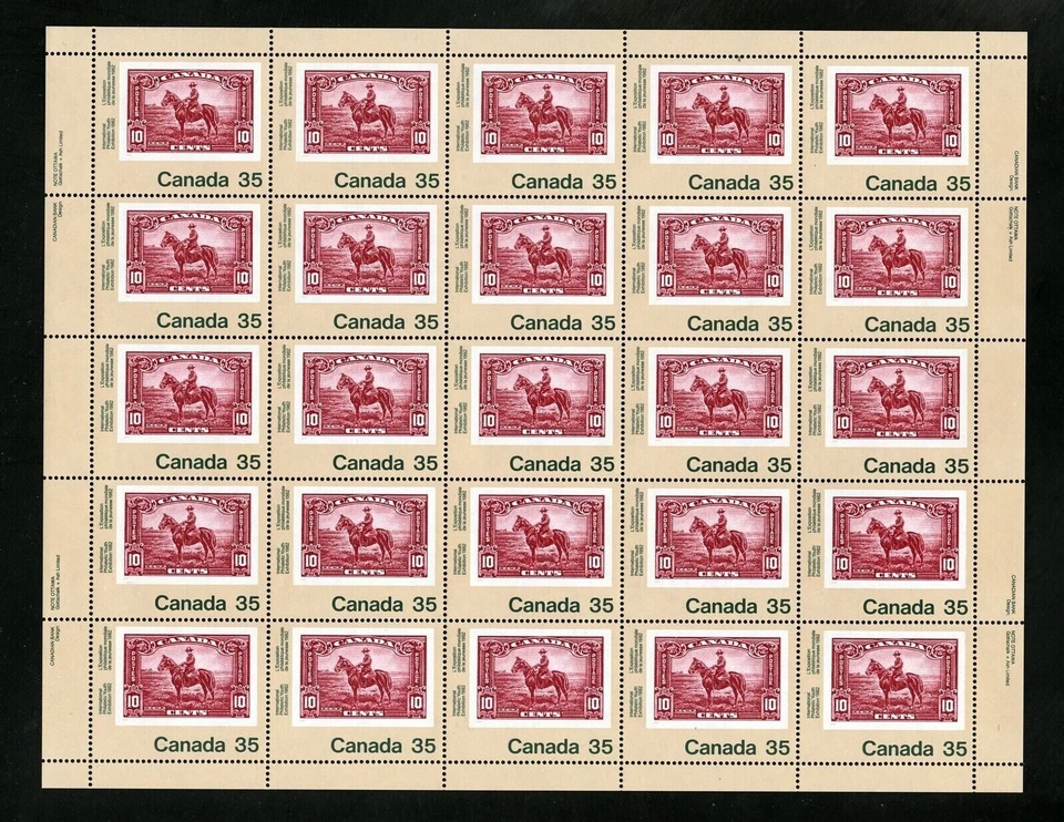 Canada Stamps — Full Pane of 25 — 1982, Canada 82 / RCMP / Constable #911 / MNH - Image 1 of 1