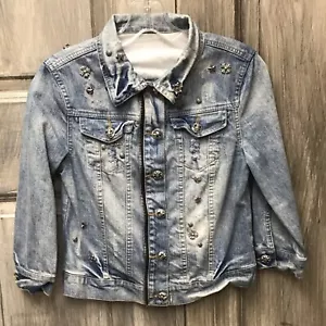 Haider Ackermann Distressed Denim Jacket With Embellishments RARE |Size S| Light - Picture 1 of 3