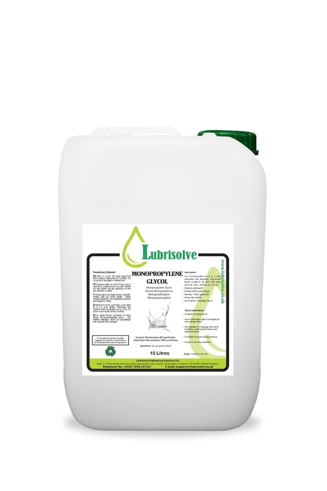 LUBRISOLVE MonoPropylene Glycol (PG) USP/EP GRADE - 10 LITRES (CONTAINER)
