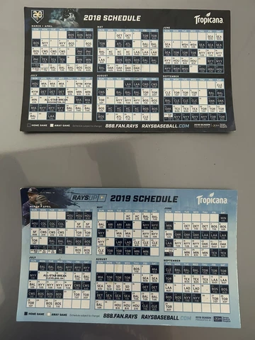 2018 and 2019 TAMPA BAY RAYS BASEBALL MAGNETIC SCHEDULE OPENING DAY Cover