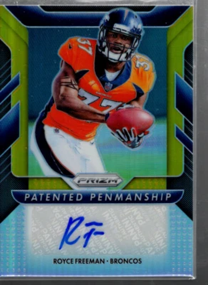 A9236- 2018 Panini Patented Penmanship Prizms Gold #24 Royce Freeman Auto #1/5 - Image 1 of 2