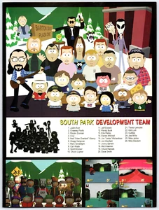 Publicidad impresa vintage 1998 South Park Development Team PS1 original promocional póster arte - Imagen 1 de 4