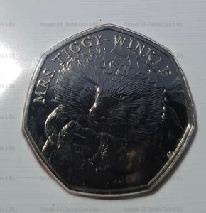 Moneda de 50 peniques BU 2016 Beartrix Potter señora Tiggy-winkle caza de monedas de 50 peniques - Imagen 1 de 3