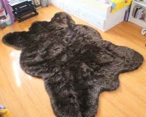 X-Large Chocolate Brown Russian Bear Faux Fur Rug 5' x 7' - Picture 1 of 3