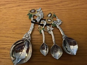 Ganz Sunflower Measuring Spoon Teaspoon Set Metal Silver Colorful 4 Piece - Picture 1 of 3