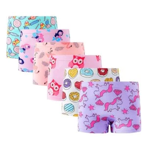 Girls Hipster Cotton Underwear Boyshort Panties 6 Pack C-6 Pack 5-6 Years - Picture 1 of 6